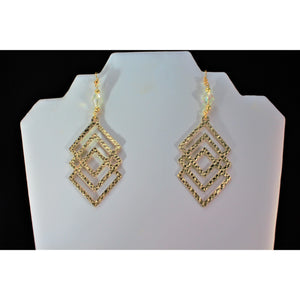 Triple Diamond Gold Earrings